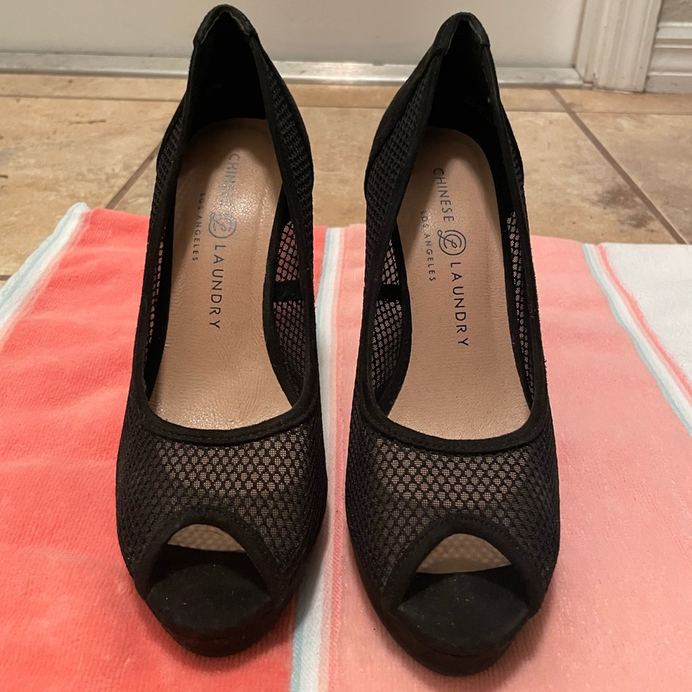 Chinese Laundry mesh peep toe heels